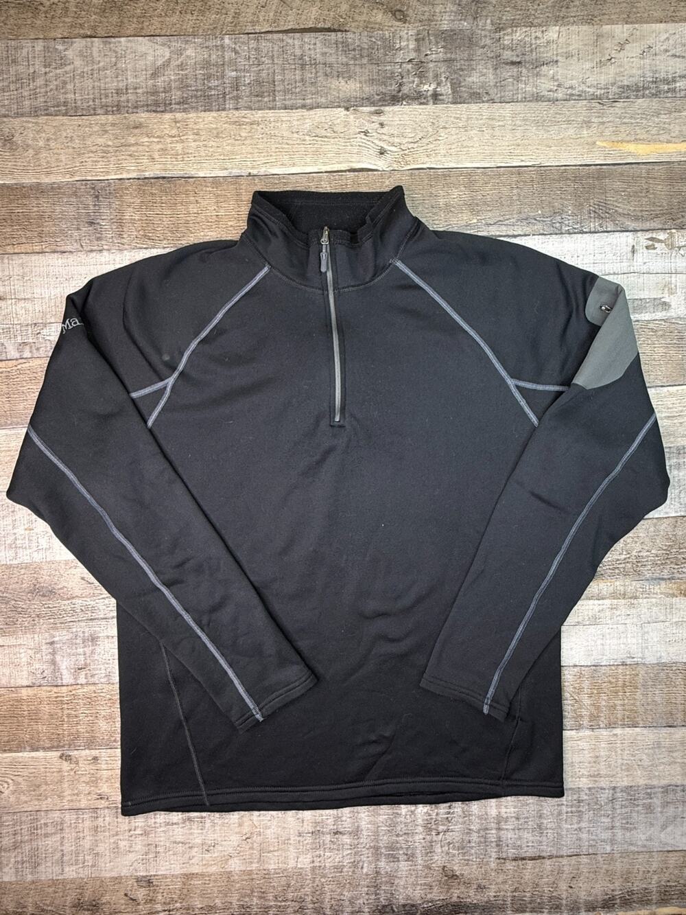 Marmot Pullover Mens L Black Fleece Half Zip Base Layer Top Sweater